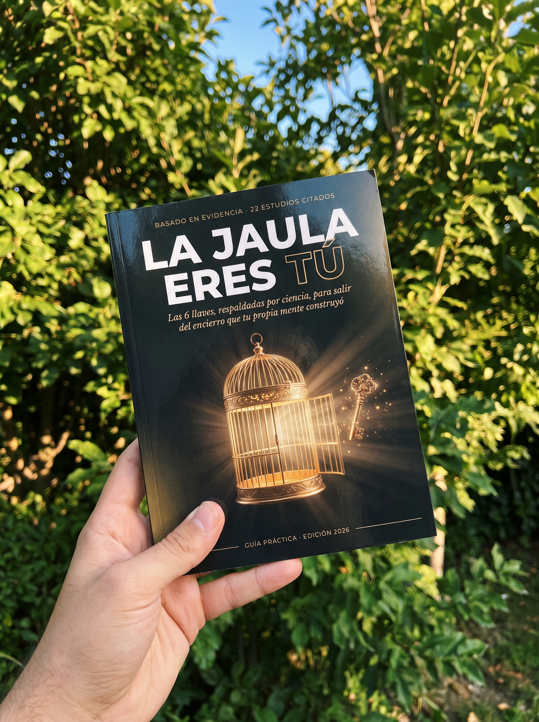 Lector sosteniendo el libro La Jaula Eres Tú